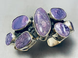 Native American Chunky Charoite Flower Cluster Vintage Southwest Sterling Silver Bracelet-Nativo Arts