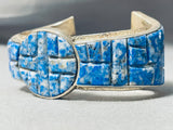 One Of The Most Unique Ever Native American Navajo Lapis Sterling Silver Bracelet-Nativo Arts