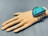 Magnificent Native American Navajo Pilot Mountain Turquoise Sterling Silver Bracelet Signed-Nativo Arts