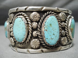 Huge Museum Vintage Native American Navajo Green Turquoise Sterling Silver Bracelet-Nativo Arts