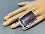 Grand Native American Navajo Agate Sterling Silver Huge Ring-Nativo Arts
