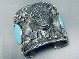 Strong Buffalo 241 Grams Native American Turquoise Sterling Silver Bracelet-Nativo Arts