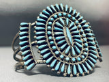 Wilson Family Vintage Native American Navajo Blue Gem Turquoise Cluster Sterling Silver Bracelet-Nativo Arts