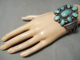 One Of Best Vintage Native American Navajo Green Turquoise Satellite Sterling Silver Bracelet-Nativo Arts