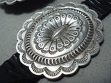 Hand Wrought Sterling Silver Vintage Native American Navajo Signed Concho Belt Old-Nativo Arts
