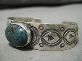 Important Native American Navajo Jeanette Dale Battle Mntn Turquoise Sterling Silver Bracelet-Nativo Arts