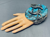 306 Grams Mind Boggling Sterling Silver Lizard Turquoise Native American Bracelet-Nativo Arts