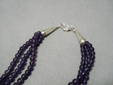 One Of The Best Vintage Native American Navajo Amethyst Sterling Silver Necklace Old-Nativo Arts