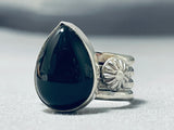 Authentic Vintage Native American Navajo Ben Begaye (d) Black Stone Sterling Silver Ring-Nativo Arts
