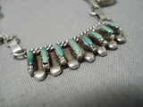 Amazing Vintage Zuni Native American Green Turquoise Sterling Silver Necklace-Nativo Arts