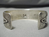 Marvelous Vintage Native American Navajo Turquoise Inlay Allison Sterling Silver Bracelet-Nativo Arts