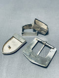 One Of The Best Ever Vintage Native American Navajo Turquoise Sterling Silver Buckle Set-Nativo Arts