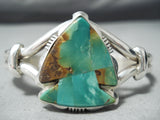Intricacy!! Vintage Native American Navajo Royston Turquoise Arrowhead Sterling Silver Bracelet-Nativo Arts