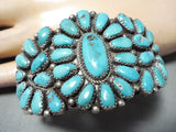 Magnificent Vintage Native American Navajo Turquoise Sterling Silver Bracelet Old-Nativo Arts