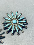 So Cute High Quality Vintage Native American Zuni Turquoise Sterling Silver Earrings-Nativo Arts