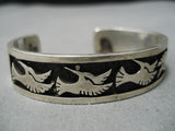 Quality Aaron John Vintage Native American Navajo Hummingbird Sterling Silver Bracelet-Nativo Arts