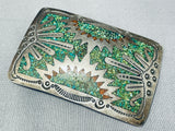 Exceptional Vintage Native American Navajo Turquoise Sterling Silver Buckle Signed-Nativo Arts