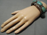 Stunning Vintage Native American Navajo Royston Turquoise Thick Sterling Silver Bracelet Heavy-Nativo Arts
