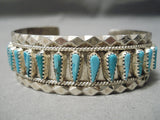 Rare Teardrop Blue Diamond Vintage Turquoise Sterling Silver Native American Navajo Bracelet-Nativo Arts