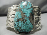 Important Vintage Native American Navajo Blue Thunder Turquoise Sterling Silver Bracelet-Nativo Arts