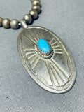 Fabulous Vintage Native American Navajo Sleeping Beauty Turquoise Sterling Silver Necklace-Nativo Arts