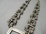 Detailed Vintage Native American Navajo Yei Sterling Silver Squash Blossom Necklace Old-Nativo Arts