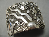 Colossal Wide Vintage Native American Navajo Sterling Silver Al Sanchez Bracelet Cuff-Nativo Arts