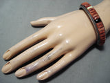 Important Ray Adakai Vintage Native American Navajo Turquoise Sterling Silver Inlay Bracelet-Nativo Arts