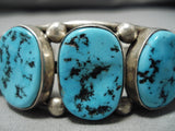 Exceptional Vintage Native American Navajo Jimmy Nez Turquoise Sterling Silver Bracelet Cuff-Nativo Arts