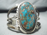 Authentic Vintage Native American Navajo Rare Turquoise Sterling Silver Bracelet Old-Nativo Arts