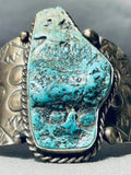 Woah! Vintage Native American Navajo Turquoise Sterling Silver Flank Bracelet Old-Nativo Arts