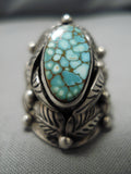 Detailed!! Vintage Native American Navajo Carico Lake Turquoise Sterling Silver Garden Ring-Nativo Arts