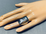 Heavy Men's Starsky Native American Navajo Kachian Turquoise Sterling Silver Ring-Nativo Arts