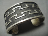 Magnificent 90 Gram Raised Geomtric Native American Sterling Silver Bracelet-Nativo Arts