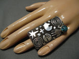 Incredible Vintage Native American Navajo Lone Mountain Turquoise Sterling Silver Ring-Nativo Arts