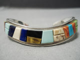 Native American Important Tommy Jackson Turquoise Vintage Sterling Silver Wave Bracelet-Nativo Arts