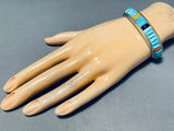 Important Vintage Native American Navajo Ray Adakai Sterling Silver Turquoise Bracelet-Nativo Arts