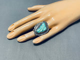 Astonishing Vintage Native American Navajo Blue Gem Turquoise Sterling Silver Ring-Nativo Arts