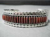 Coral Intricacy!! Contempoist Native American Navajo Sterling Silver Bracelet Cuff-Nativo Arts