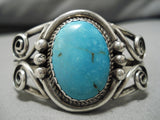 Superior Vintage Native American Navajo Carico Lake Turquoise Sterling Silver Bracelet Old-Nativo Arts