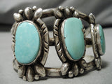 One Of Best Vintage Native American Navajo Easter Blue Turquoise Sterling Silver Bracelet Old-Nativo Arts