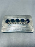Unique Vintage Native American Navajo Black Onyx Sterling Silver Buckle-Nativo Arts
