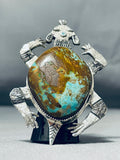 The Most Spectacular Native American Navajo Turquoise Sterling Silver Toad Ring-Nativo Arts