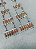 Coral Pueblo Ladder Native American Zuni Sterling Silver Earrings-Nativo Arts