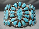Incrredible Natural Turquoise Vintage Native American Navajo Sterling Silver Bracelet Cuff-Nativo Arts