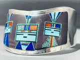Signed Vintage Native American Navajo Space Kachina Turquoise Sterling Silver Bracelet-Nativo Arts