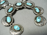305 Gram Vintage Native American Navajo Huge Turquoise Sterling Silver Squash Blossom Necklace-Nativo Arts