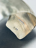 Spectacular Vintage Native American Navajo Signed Sterling Silver Hammered Huge Bracelet-Nativo Arts