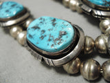 Wonderful Vintage Native American Navajo Baca Sterling Silver Blue Turquoise Necklace-Nativo Arts