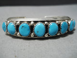 Stunning Vintage Native American Navajo Turquoise Sterling Silver Bracelet Old-Nativo Arts